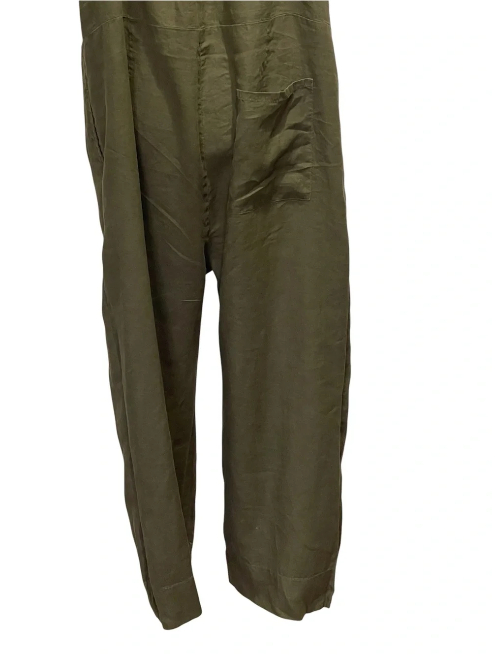 Quince Olive Green 100% European Linen Square Neck Jumpsuit XL Lagen Minimalist